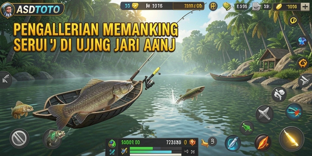 Tampilan utama gameplay ASDTOTO dengan berbagai ikan yang menarik untuk ditangkap.