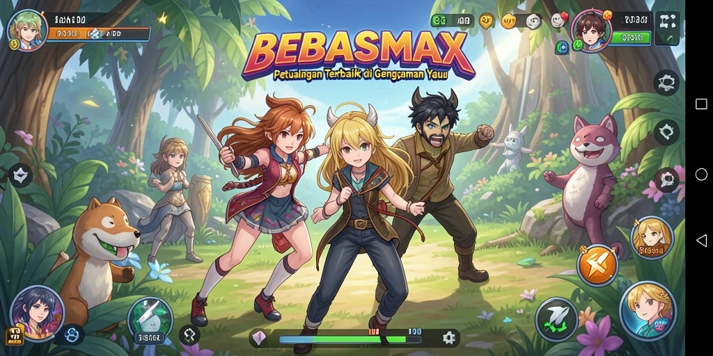 Tampilan gameplay BEBASMAX dengan karakter Anime yang menawan.