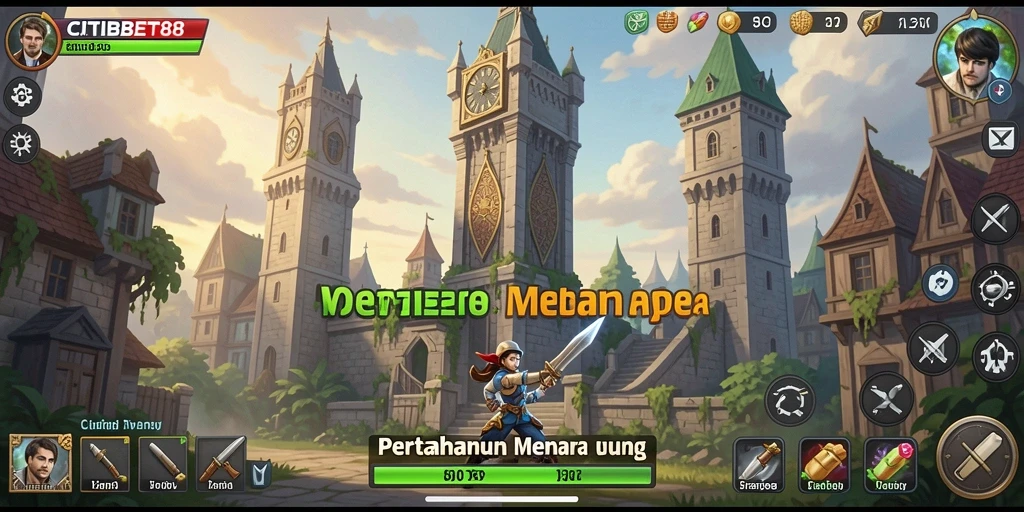 Tampilan gameplay Tower Defense yang intens di CITIBET88.