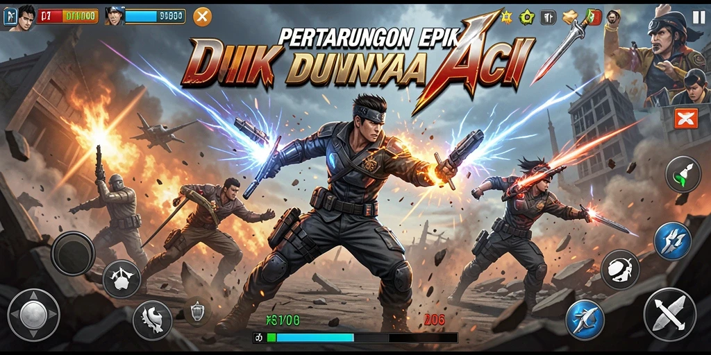 Screenshot gameplay D06 yang menampilkan aksi penuh semangat.