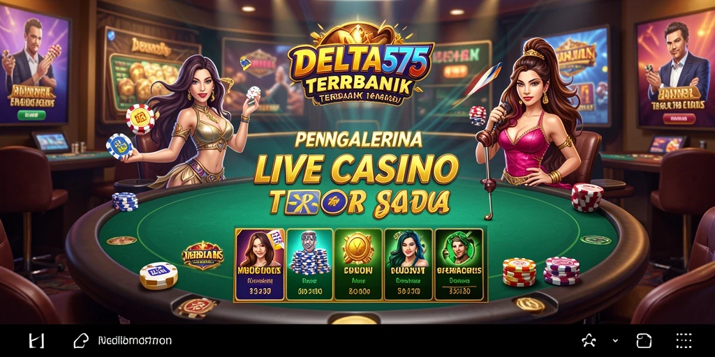 Tangkapan layar gameplay DELTA575 menunjukkan dealer profesional dan pemain terlibat.