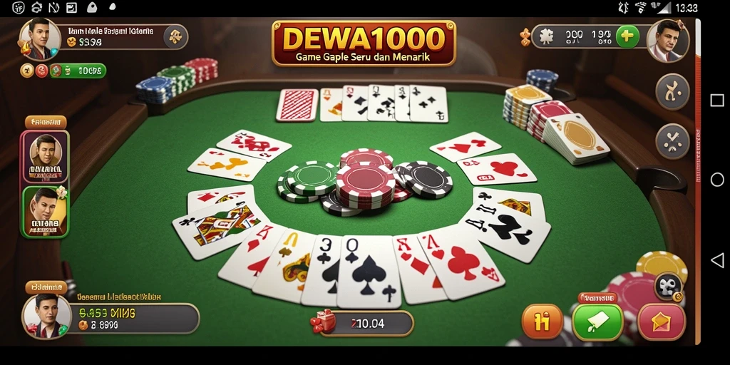 Tampilan gameplay seru DEWA1000 saat bermain Gaple dengan teman.