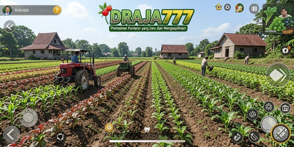 Tampilan gameplay seru dalam DRAJA777 dengan aktivitas pertanian yang menyenangkan.