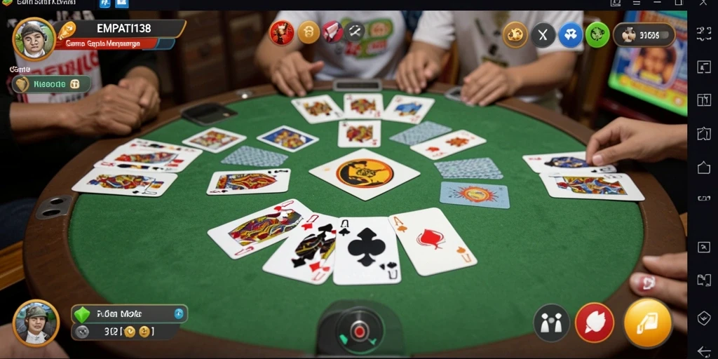 Tampilan gameplay <strong>EMPATI138</strong> dengan kartu Gaple yang seru.