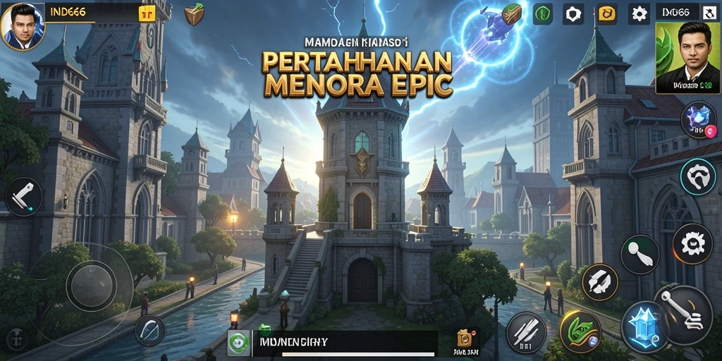 Tampilan gameplay menara pertahanan IND666 yang seru dan menantang.