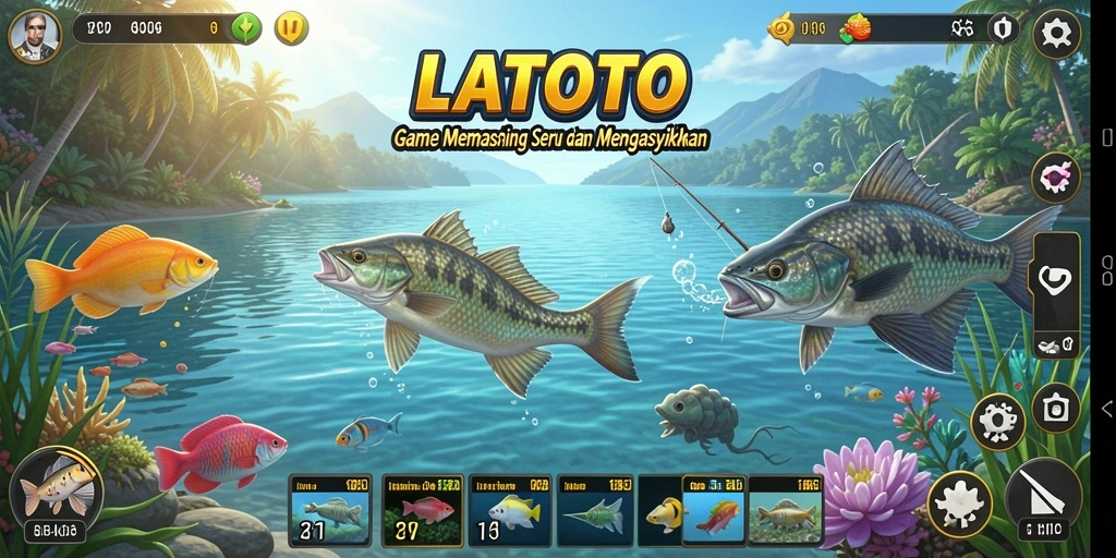 Screenshot LATOTO menampilkan seorang pemain dalam aksi memancing yang seru.