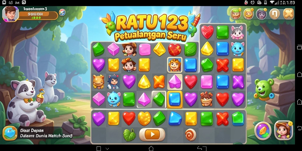 Screenshot gameplay <strong>RATU123</strong> menampilkan suasana mencocokkan buah-buahan yang ceria.