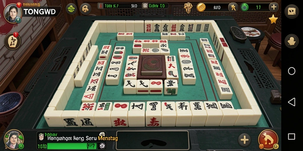 Tampilan gameplay menarik dari TONGWD yang menampilkan aksi Mahjong.