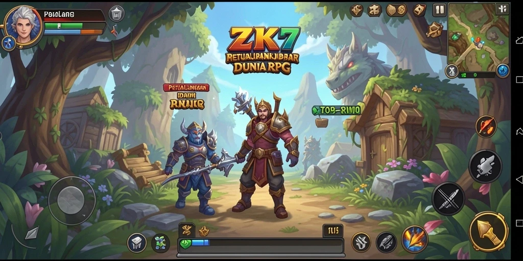 Tangkapan layar dari gameplay epik ZK7 dalam petualangan RPG.